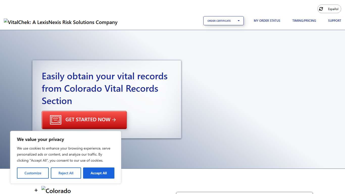 Colorado Vital Records Section (CO) Order Certificates - VitalChek