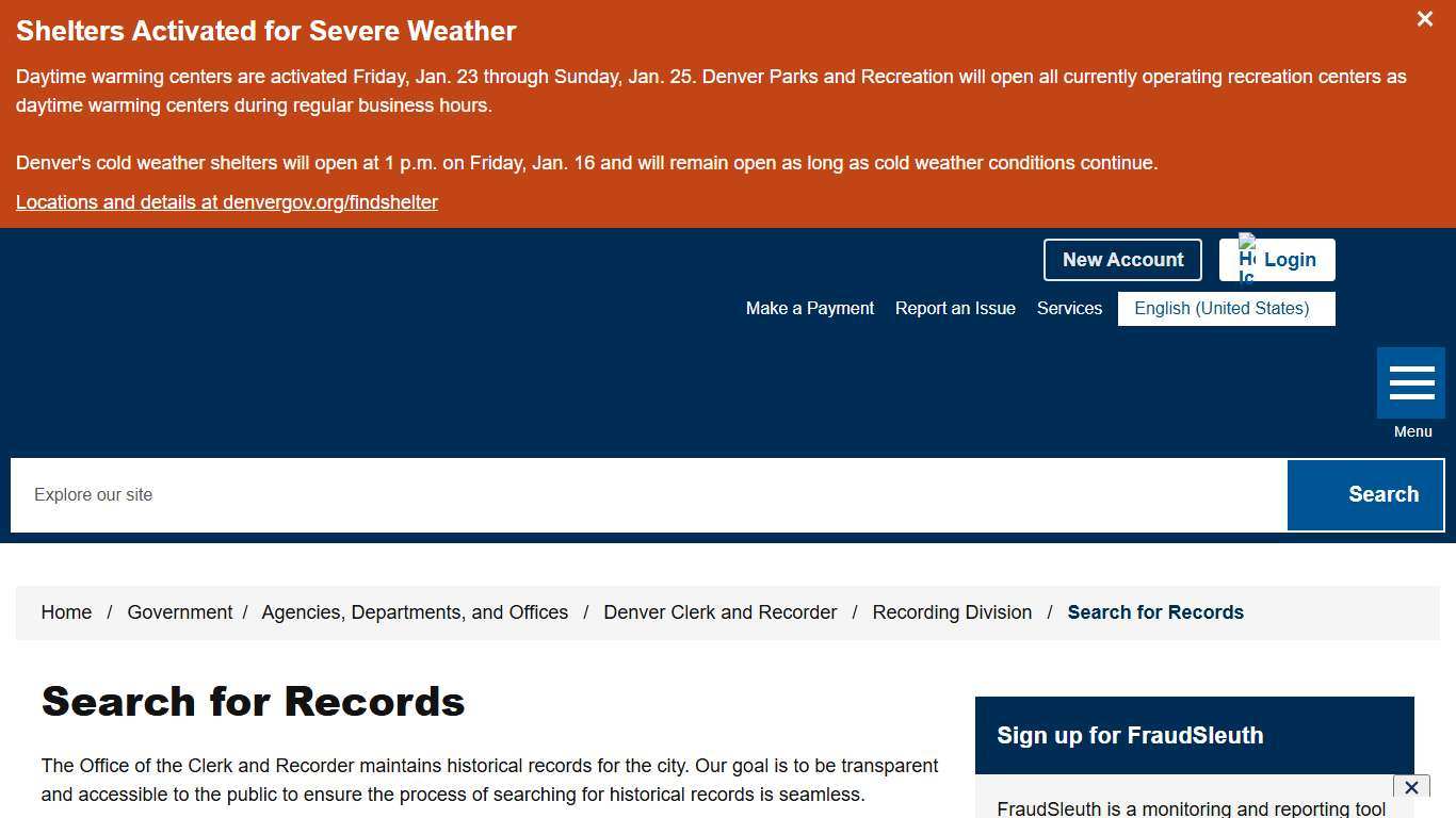 Search for Records - City and County of Denver